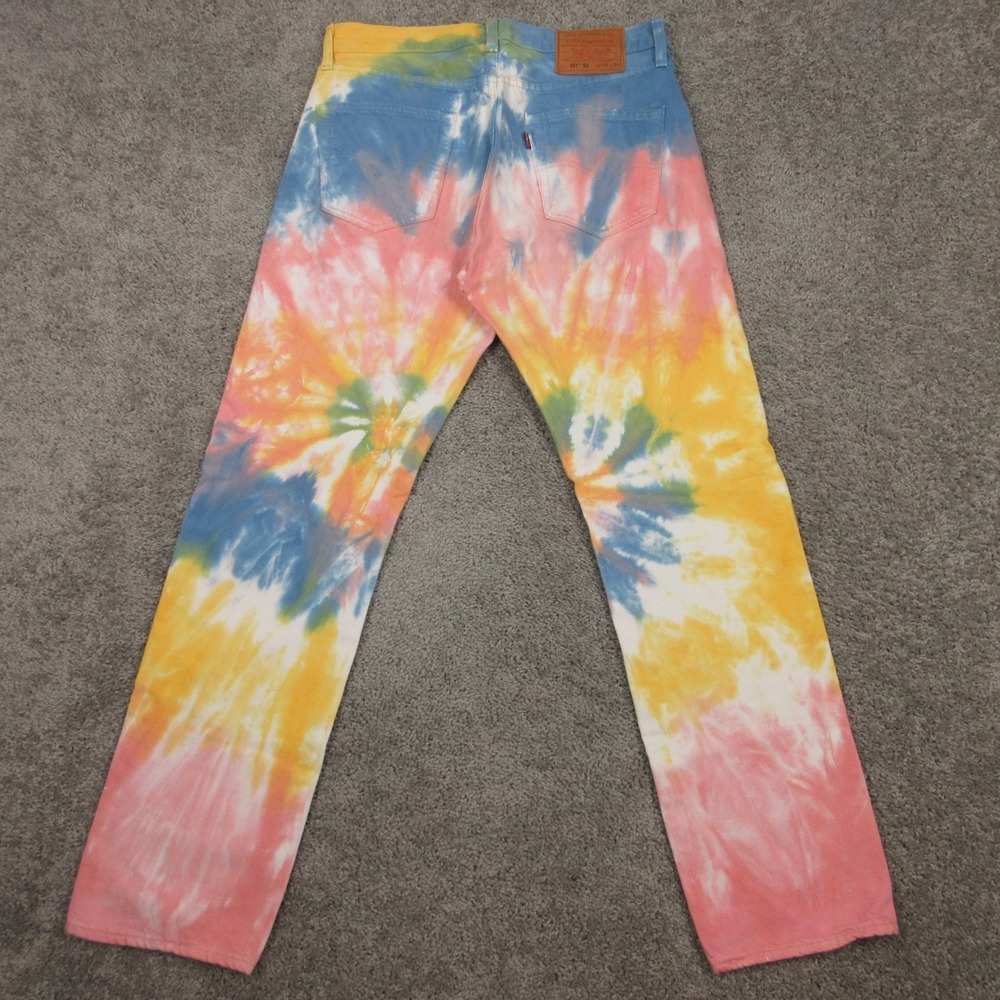 Levis Jeans Mens 30x30 Tie Dye Water Color 501 '93 Button Fly Denim Premium EUC - Picture 2 of 11